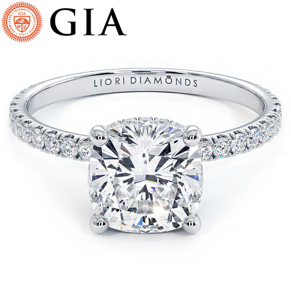 2 Carat Cushion Cut Under Halo Petite Micropavé