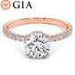 1.43ctw GIA Certified Round Brilliant Under Halo Petite Micropavé Lab Grown Diamond Engagement Ring set in 14k Rose Gold
