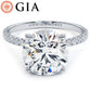 3.74ctw GIA Certified Round Brilliant Under Halo Petite Micropavé Lab Grown Diamond Engagement Ring set in 14k White Gold