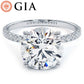 3.61ctw GIA Certified Round Brilliant Under Halo Petite Micropavé Lab Grown Diamond Engagement Ring set in Platinum