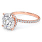 3.74ctw GIA Certified Round Brilliant Under Halo Petite Micropavé Lab Grown Diamond Engagement Ring set in 14k Rose Gold