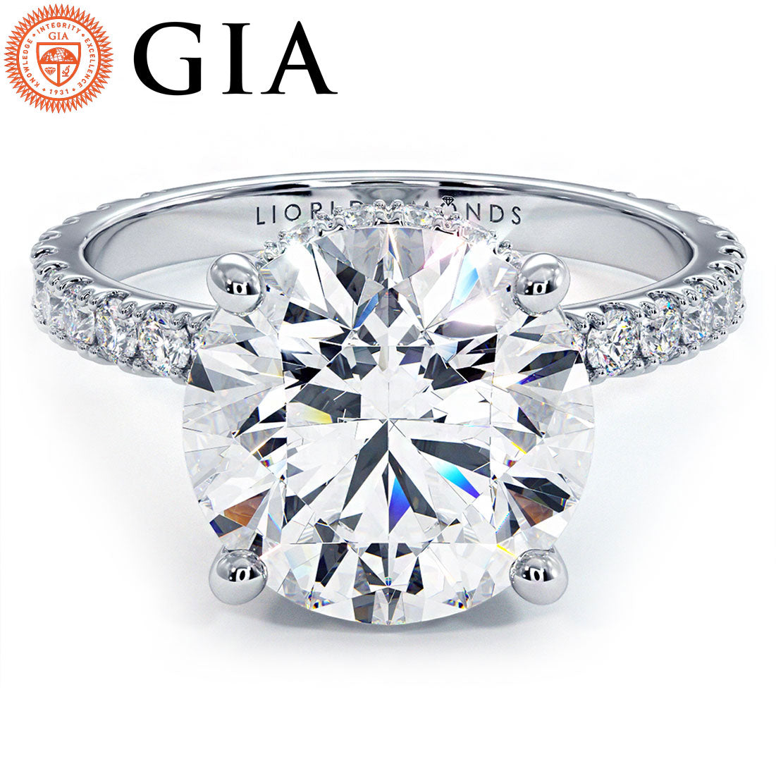 4 Carat Round Brilliant Under Halo Petite Micropavé