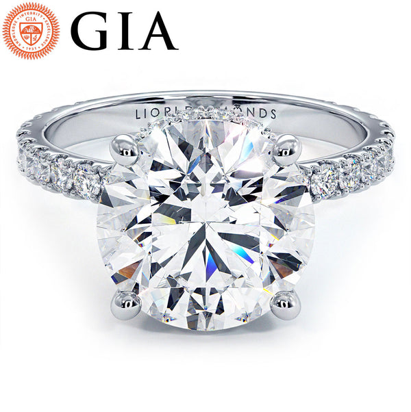 4 Carat Round Brilliant Under Halo Petite Micropavé