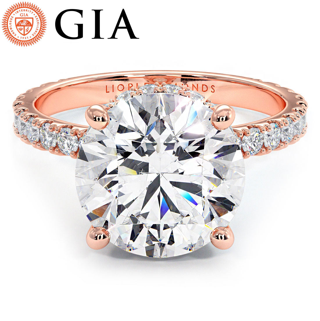 4 Carat Round Brilliant Under Halo Petite Micropavé