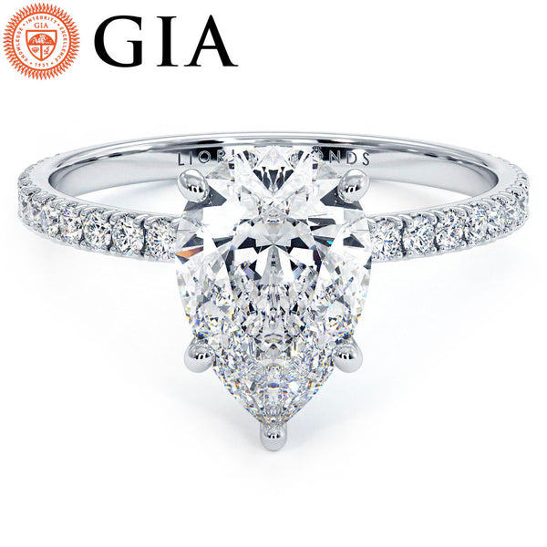 1.5 Carat Pear Shape Under Halo Petite Micropavé