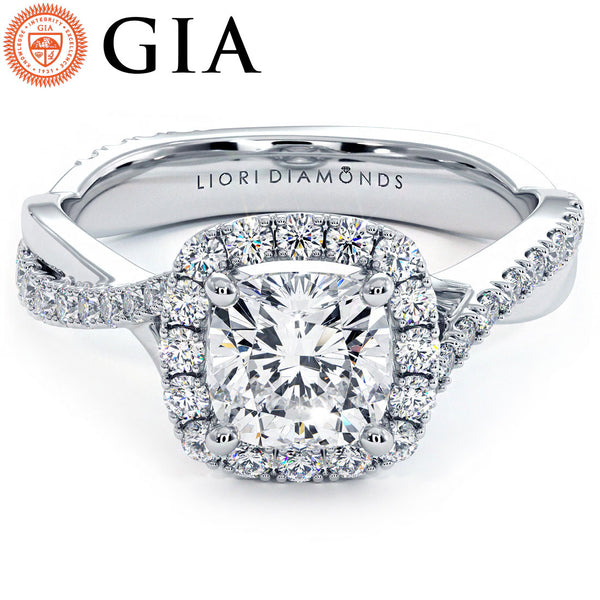 1 Carat Cushion Cut Micropavé Halo Infinity Twist