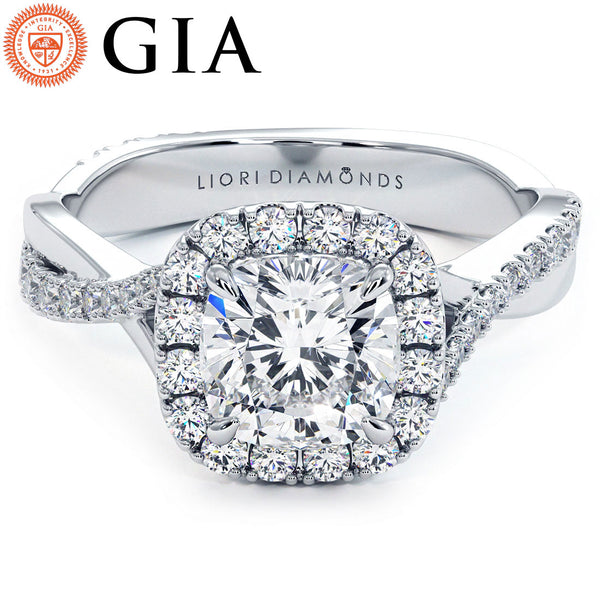 1.5 Carat Cushion Cut Micropavé Halo Infinity Twist