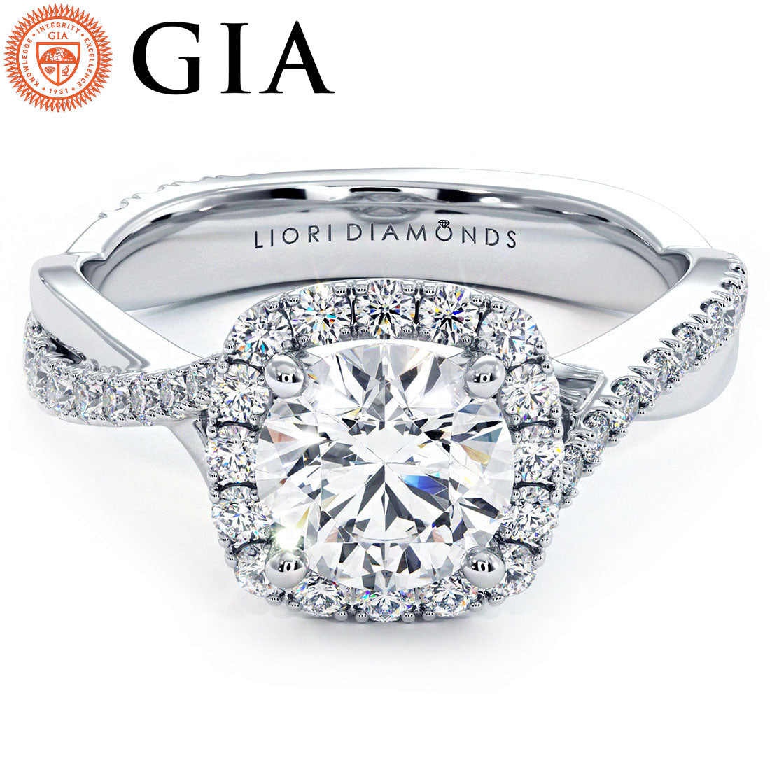 1 Carat Round Brilliant Micropavé Halo Infinity Twist