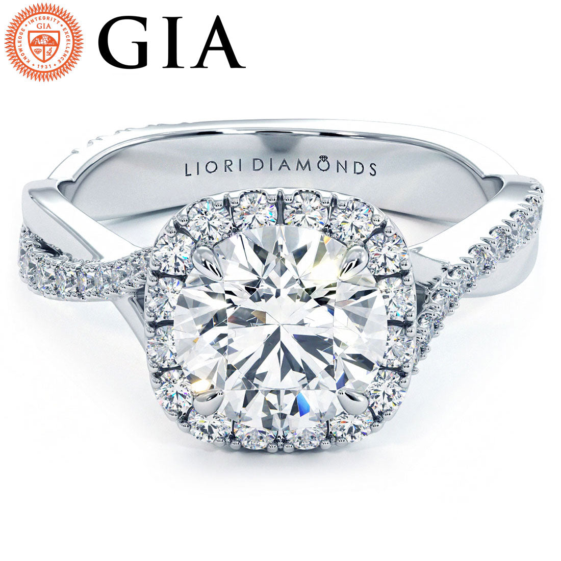 1.5 Carat Round Brilliant Micropavé Halo Infinity Twist