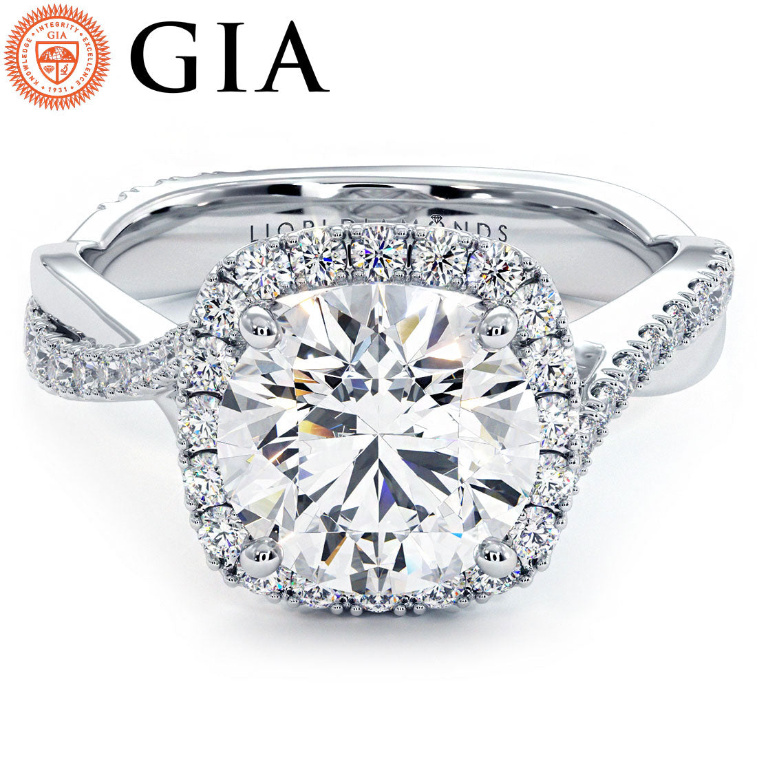 2 Carat Round Brilliant Micropavé Halo Infinity Twist