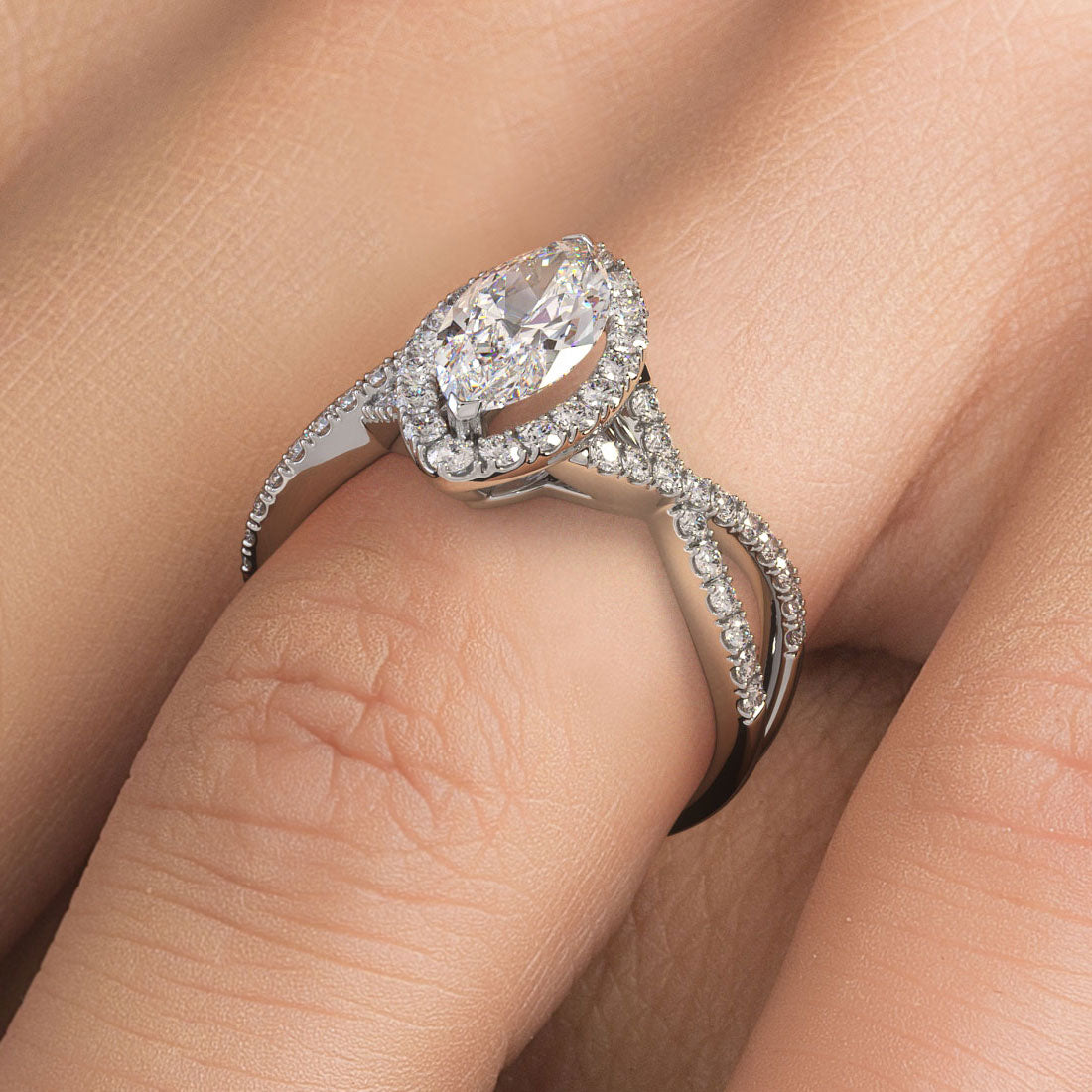 1.5 Carat Marquise Cut Infinity Twist Micropavé Halo