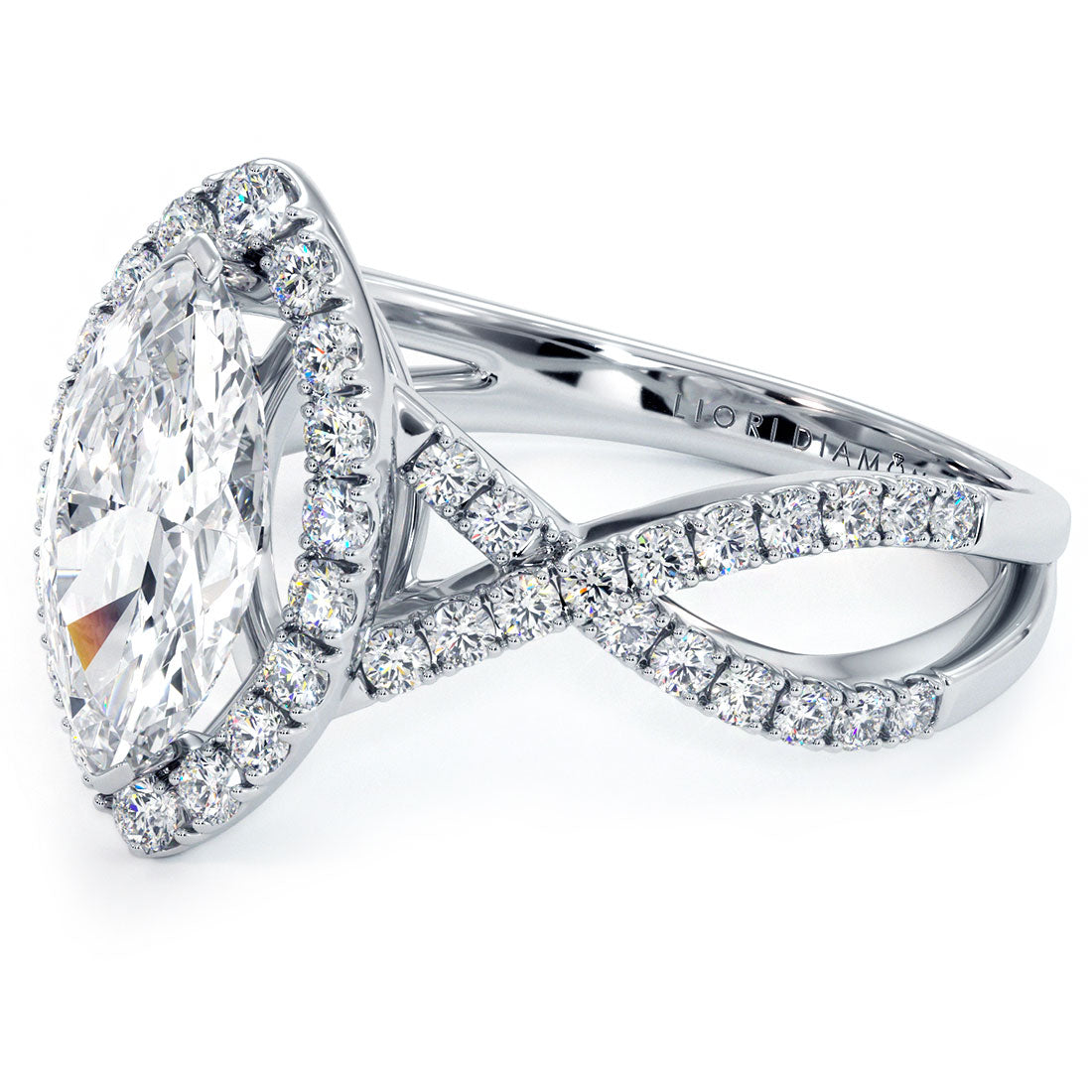 1.5 Carat Marquise Cut Infinity Twist Micropavé Halo