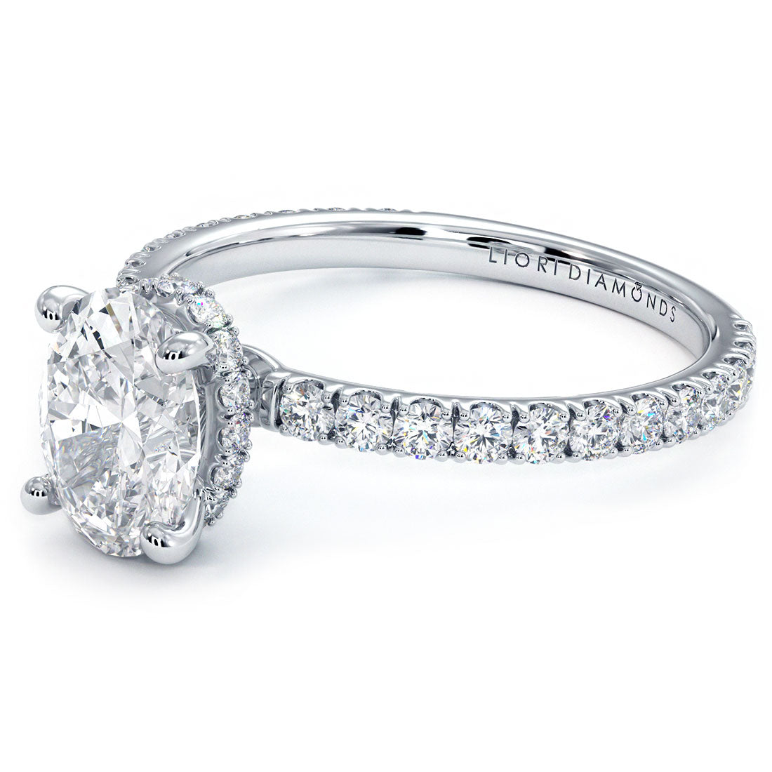 1.5 Carat Oval Cut Under Halo Petite Micropavé