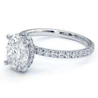 2.42ctw Oval Cut Under Halo Petite Micropavé Lab Grown Diamond Engagement Ring set in 14k White Gold