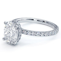 1.89ctw GIA Certified Oval Cut Under Halo Petite Micropavé Lab Grown Diamond Engagement Ring set in Platinum