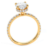 2.42ctw Oval Cut Under Halo Petite Micropavé Lab Grown Diamond Engagement Ring set in 14k Yellow Gold