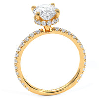 1.89ctw GIA Certified Oval Cut Under Halo Petite Micropavé Lab Grown Diamond Engagement Ring set in 18k Yellow Gold