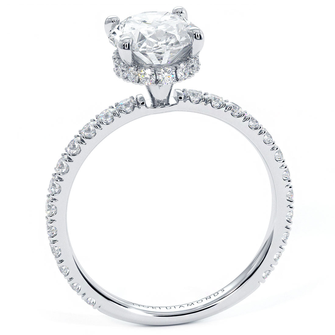 2.5 Carat Oval Cut Under Halo Petite Micropavé