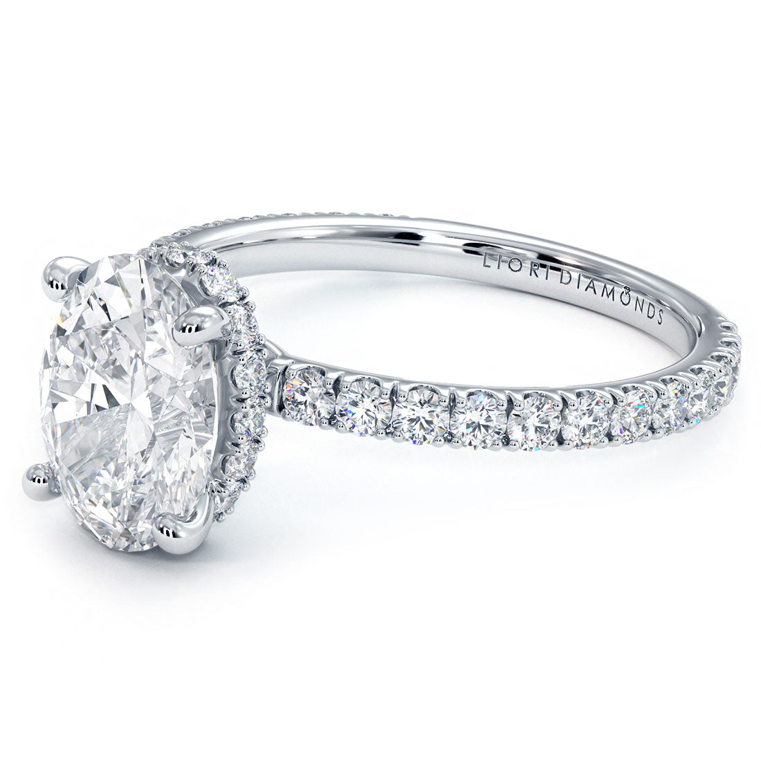 2.5 Carat Oval Cut Under Halo Petite Micropavé