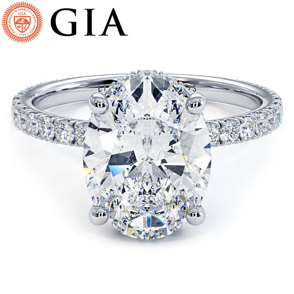3 Carat Oval Cut Under Halo Petite Micropavé