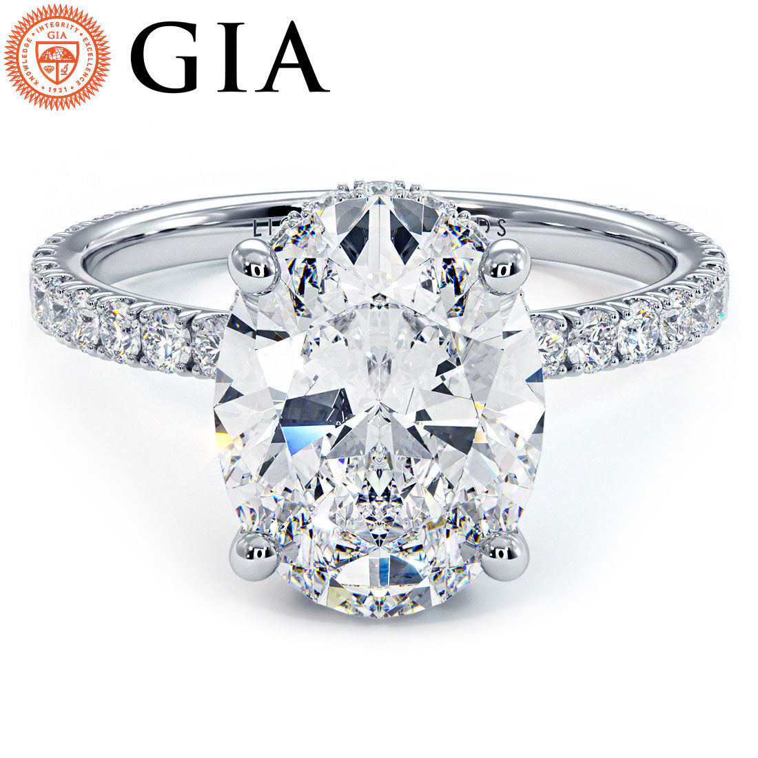 3 Carat Oval Cut Under Halo Petite Micropavé