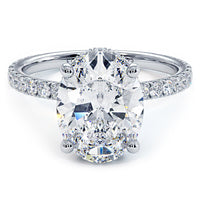 3.55ctw Oval Cut Under Halo Petite Micropavé Lab Grown Diamond Engagement Ring set in Platinum