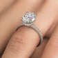 3.55ctw Oval Cut Under Halo Petite Micropavé Lab Grown Diamond Engagement Ring set in 14k White Gold