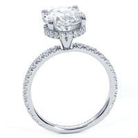 3.55ctw Oval Cut Under Halo Petite Micropavé Lab Grown Diamond Engagement Ring set in 14k White Gold