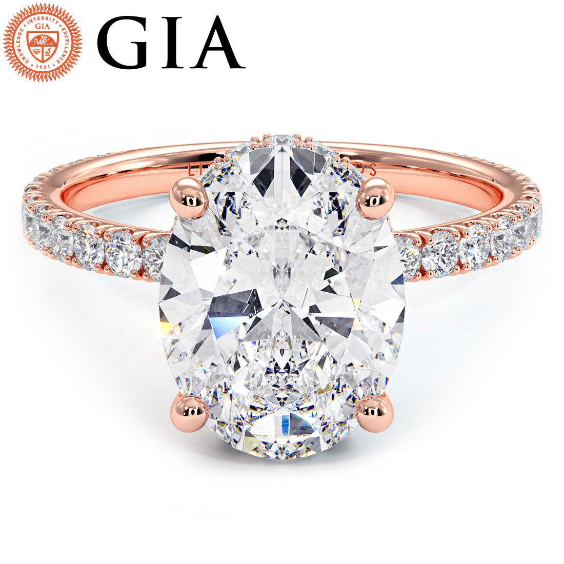 3 Carat Oval Cut Under Halo Petite Micropavé
