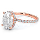 3.55ctw Oval Cut Under Halo Petite Micropavé Lab Grown Diamond Engagement Ring set in 14k Rose  Gold