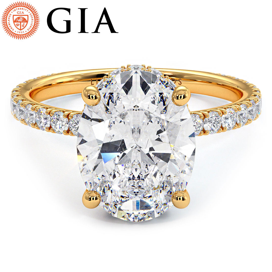 3 Carat Oval Cut Under Halo Petite Micropavé