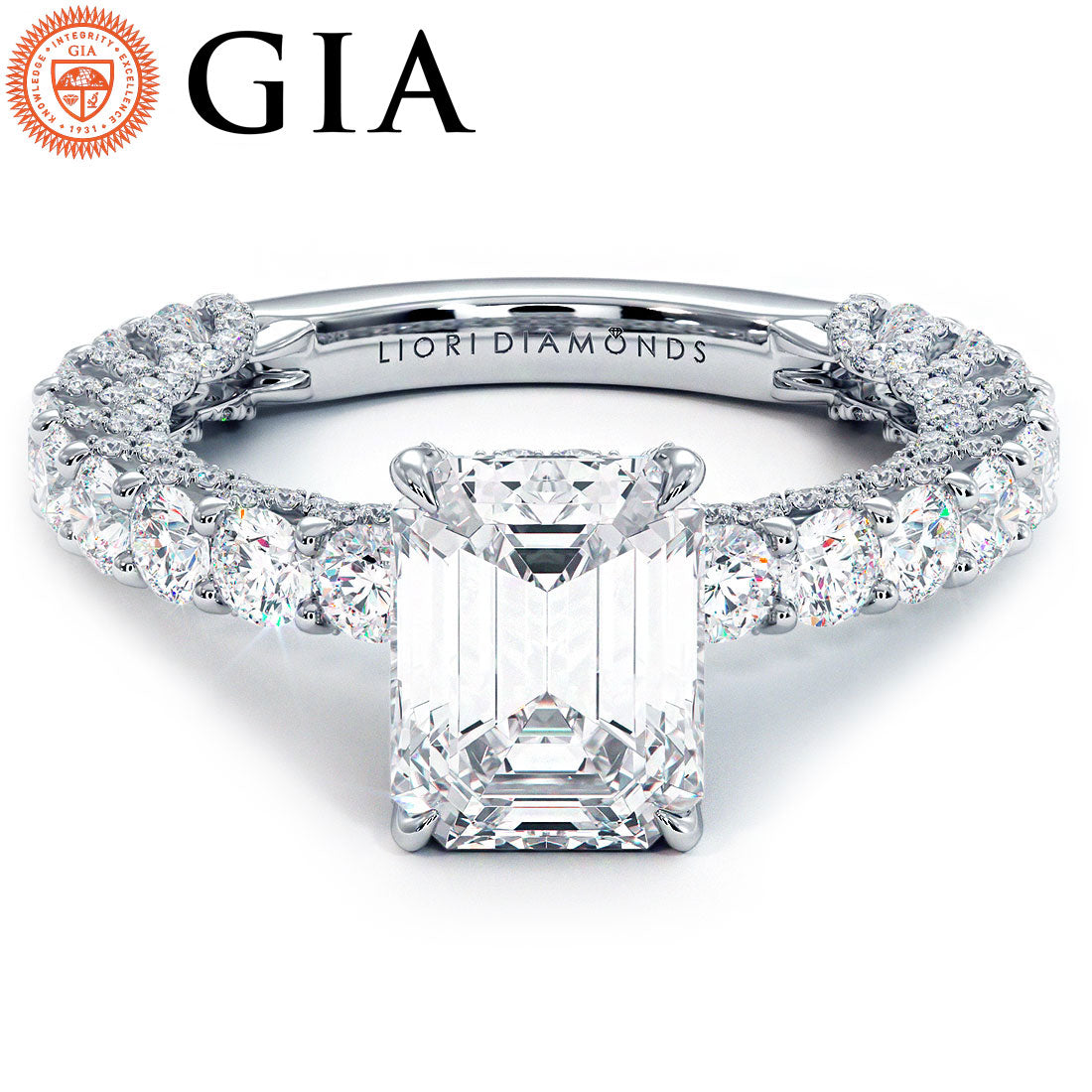 2 Carat Emerald Cut Micropavé Lucida Setting