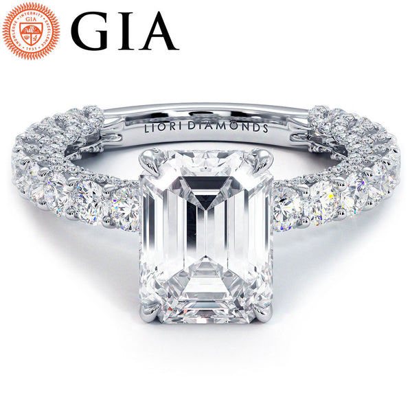 3 Carat Emerald Cut Micropavé Lucida Setting