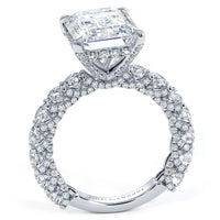 7.52ctw GIA Certified F-VVS2 Emerald Cut Micropavé Lucida Setting Lab Grown Diamond Engagement Ring set in Platinum