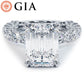 7.52ctw GIA Certified F-VVS2 Emerald Cut Micropavé Lucida Setting Lab Grown Diamond Engagement Ring set in 14k White Gold