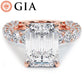 7.52ctw GIA Certified F-VVS2 Emerald Cut Micropavé Lucida Setting Lab Grown Diamond Engagement Ring set in 14k Rose Gold