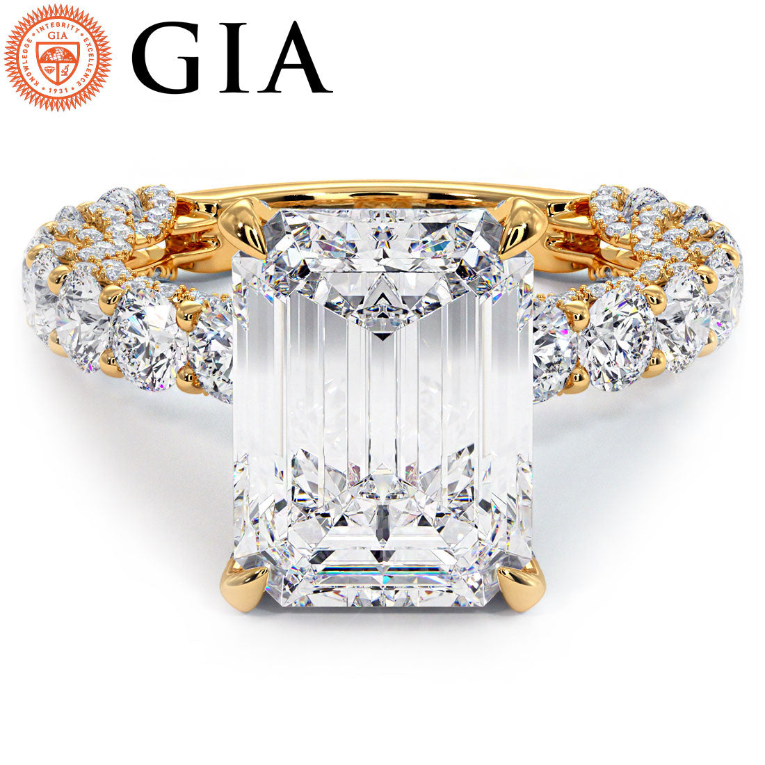 5 Carat Emerald Cut Micropavé Lucida Setting