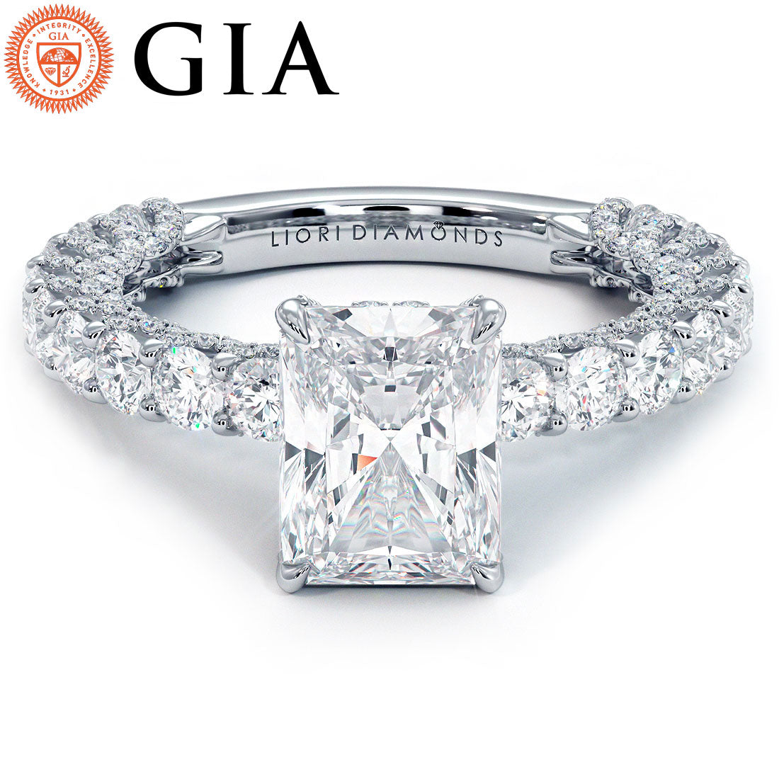 2 Carat Radiant Cut Micropavé Lucida Setting