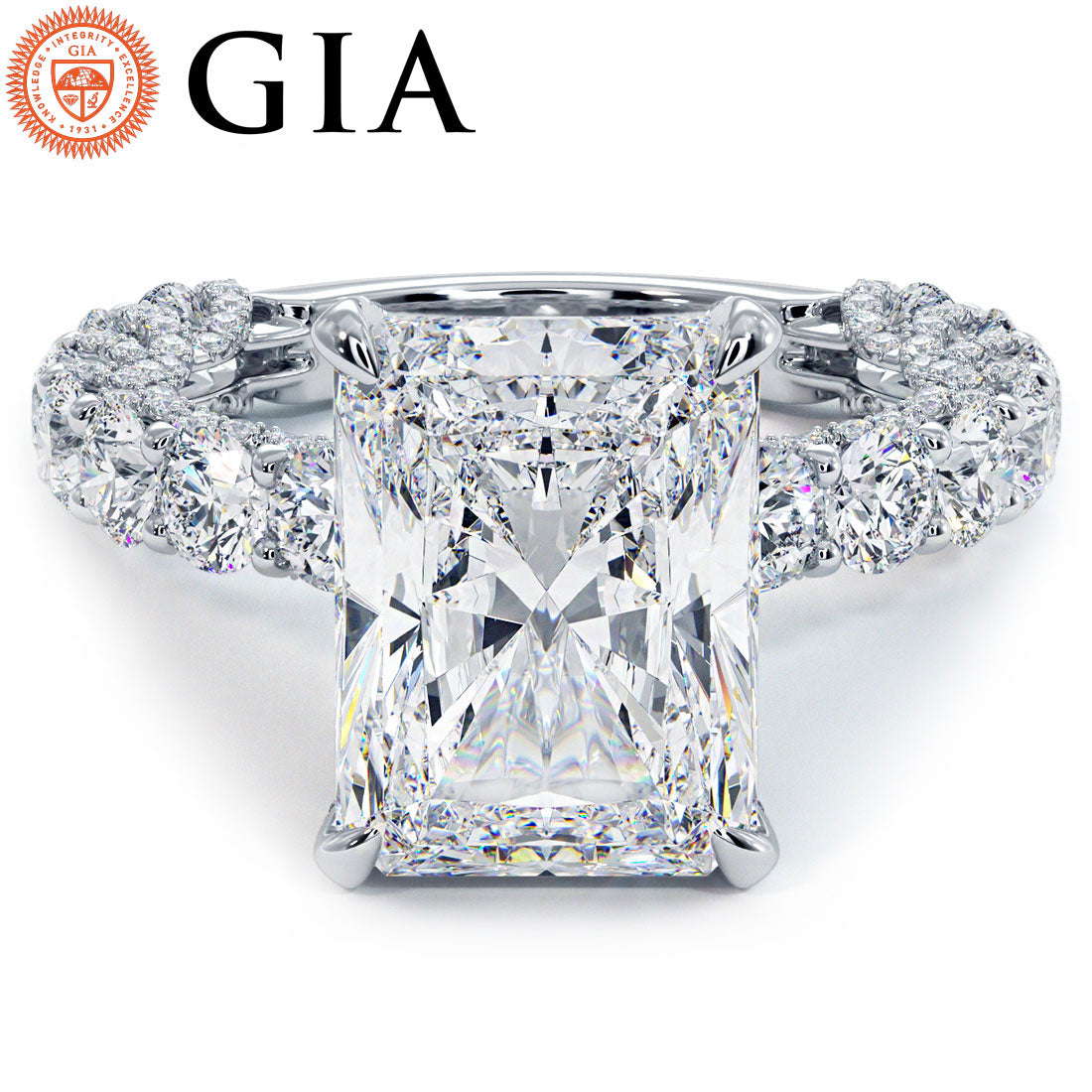 5 Carat Radiant Cut Micropavé Lucida Setting