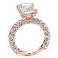 7.41ctw GIA Certified E-VVS2 Radiant Cut Micropavé Lucida Setting Lab Grown Diamond Engagement Ring set in 14k Rose Gold