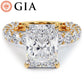 7.41ctw GIA Certified E-VVS2 Radiant Cut Micropavé Lucida Setting Lab Grown Diamond Engagement Ring set in 14k Yellow Gold