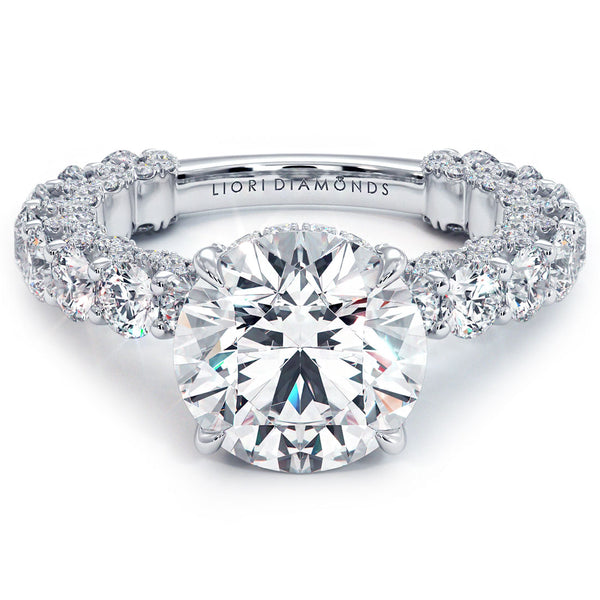 6.25ctw Round Brilliant Micropavé U Shape Setting Lab Grown Diamond Engagement Ring 14k White Gold