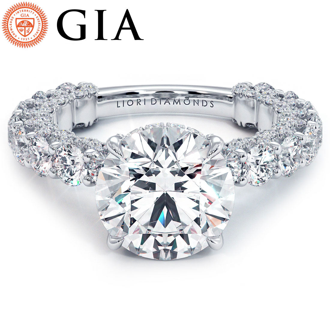 3 Carat Round Brilliant Micropavé U Shape Setting