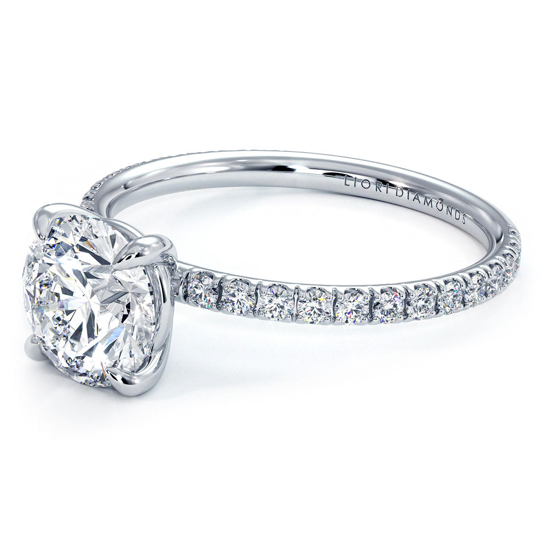 1.80ctw Round Brilliant Wire Basket Petite Micropavé Lab Grown Diamond Engagement Ring Platinum