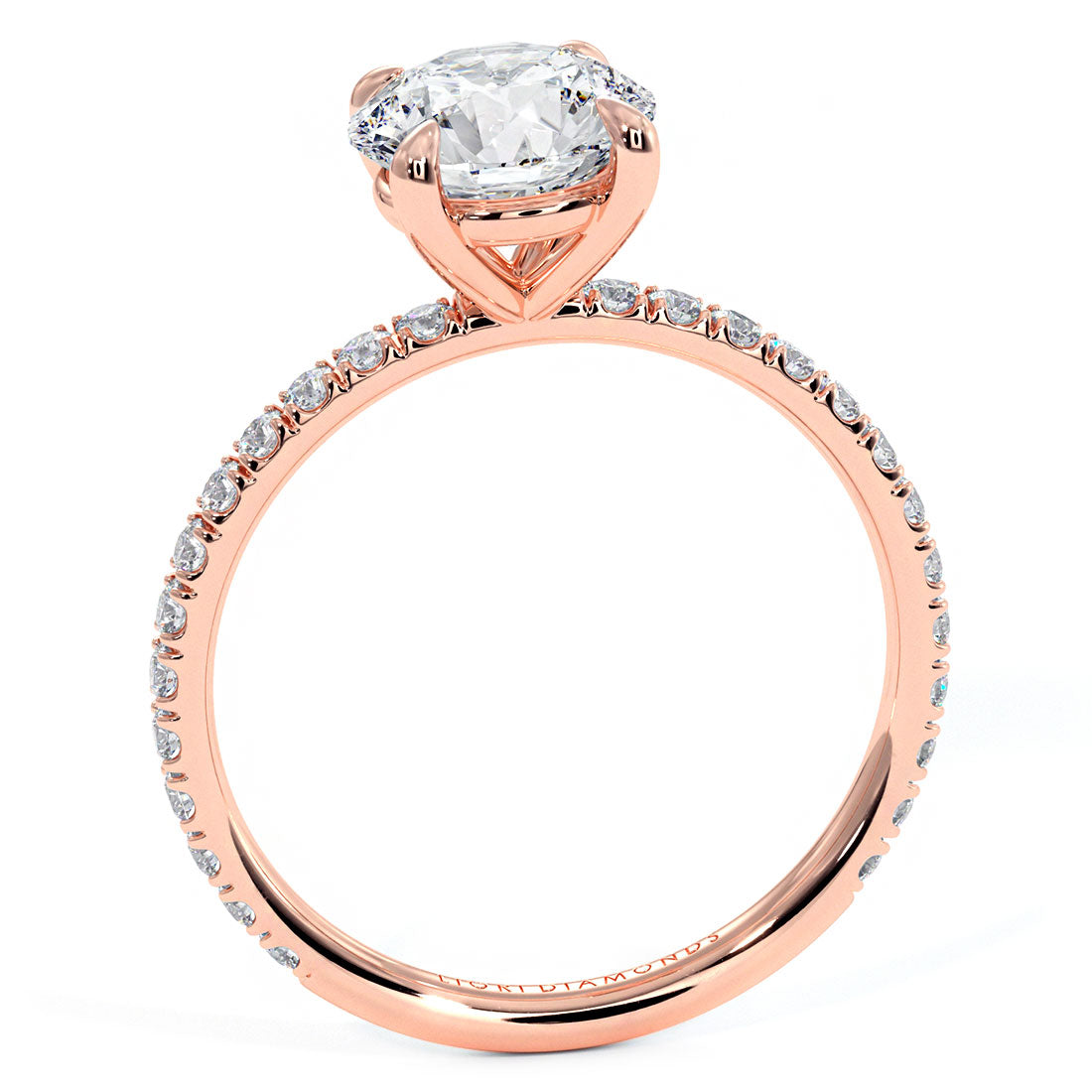 1.98ctw GIA Certified Round Brilliant Wire Basket Petite Micropavé Lab Grown Diamond Engagement Ring set in 14k Rose Gold