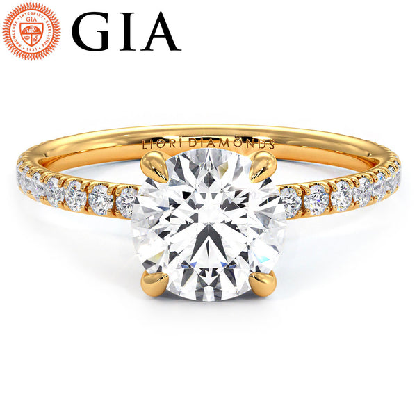 1.5 Carat Round Brilliant Wire Basket Petite Micropavé
