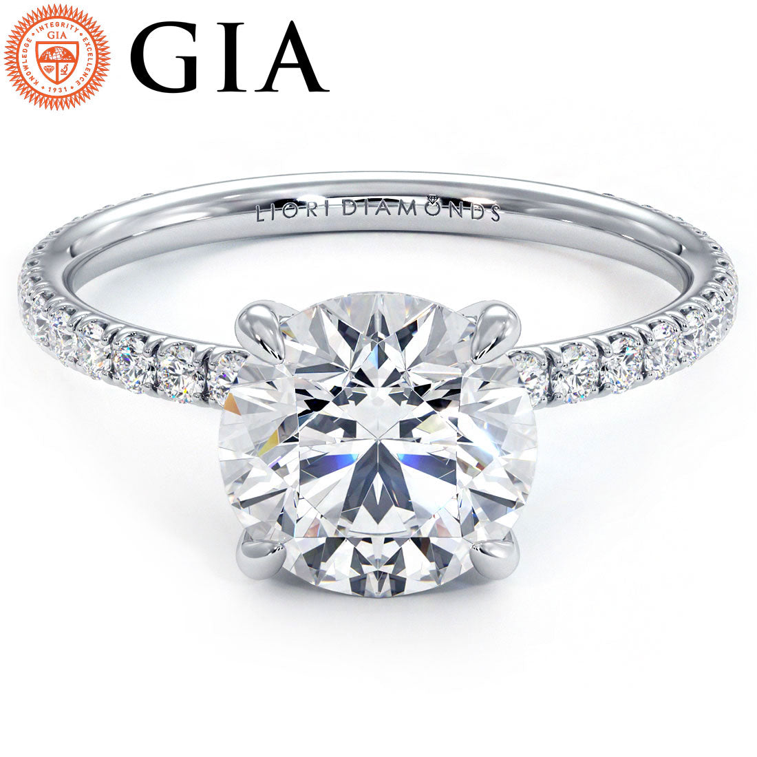 2 Carat Round Brilliant Wire Basket Petite Micropavé