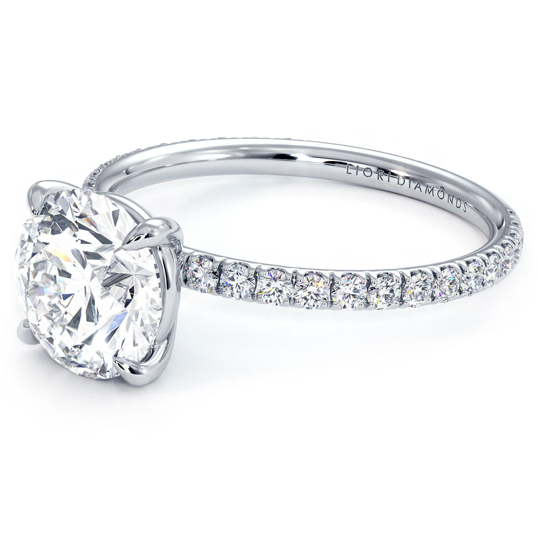 2 Carat Round Brilliant Wire Basket Petite Micropavé