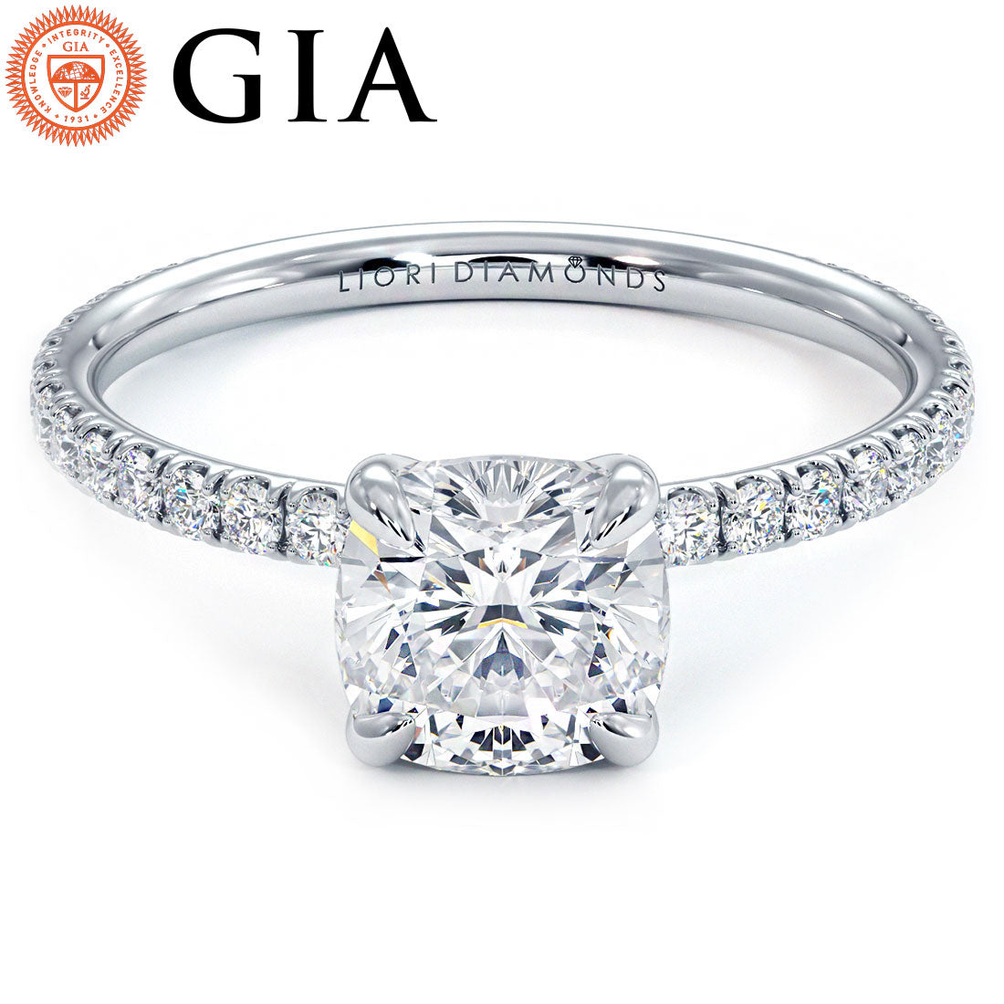 1 Carat Cushion Cut Wire Basket Petite Micropavé