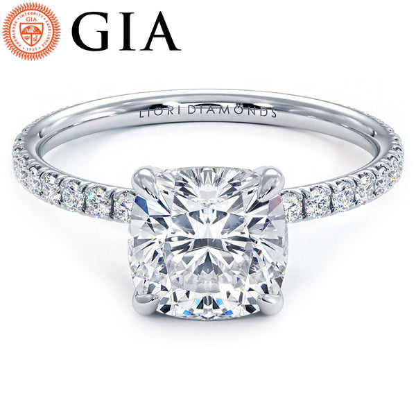 1.5 Carat Cushion Cut Wire Basket Petite Micropavé